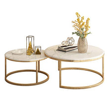 Tavolini sovrapponibili,Tavoli e tavolini, Console e tavoli da divano, Tavoli con piedistallo Tavolino rotondo da scrivania, elegante tavolo da tè in 2 pezzi, tavolino impilabile con piano in marmo,