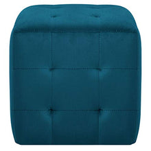 vidaXL 2X Comodini Imbottiti Telaio in Legno Stile Contemporaneo Morbidi Decorativi Pouf Notte Sgabelli Poggiapiedi Blu in Tessuto Vellutato