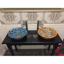 Casandra Cerames - Lavabo in ceramica turchese, 40,5 x 15 cm, stile messicano