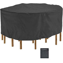 HSGAV Copertura Tavolo Esterno Rotondo Copertura per Mobili Giardino Impermeabile Telo Protettivo per Tavolo e Sedie Esterni Resistente alla Polvere e Ai Raggi UV 420D Oxford Nero,86" D x 37" H