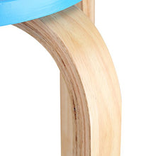 SKIESOAR - Sgabello rotondo, in legno curvato, antiscivolo, impilabile, con 4 gambe, 45,5 x 30 cm Blu