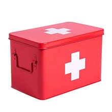 Scatola di Metallo per medicinali, Portaoggetti contenitori per Pronto Soccorso, Vassoio Rimovibile e scompartimenti Separati per Medicine, Strumenti Box Porta Medicine razioni 32x19x20cm - Rosso