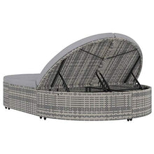 Tidyard Lettino Prendisole 2 Posti con Cuscini in Polyrattan Grigio, Lettini da Giardino, Sedie a Sdraio da Giardino, Lettino da Esterno 198 x 138 x 28 cm