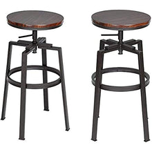 MEUBLE COSY Amat Walnut - Set di 2 sgabelli da bar, altezza regolabile in legno di metallo, design bistro Pub, sedia con poggiapiedi, base in ferro, girevole a 360, noce, 46,5 x 46,5 x 66,5 x 74 cm