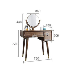 YaGFeng Comò Legno Intarsiato Comò Specchio Rotondo con Sgabello Slitta Cosmetici Comò Grandi Cassetti (Color, Size : Free)