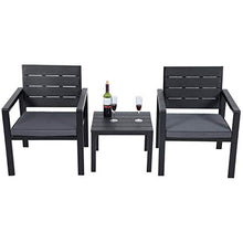 SONGMICS Set di 3 Mobili da Giardino, Salotto da Giardino con 2 Sedie, 1 Tavolino, 2 Cuscini Sfoderabili, Struttura in Ferro, Nero GGF03BK