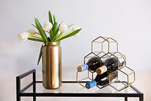 LaLe Living Scaffale per vino Dilek in ferro nero per 6 bottiglie di vino con dimensioni 23 x 15 cm per conservare bottiglie di vino e acqua in design geometrico