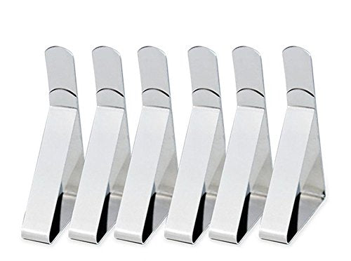 Youkara - Set di 6 mollette per tovaglia in acciaio inox, per tavolo e tavolo, con clip in metallo, per casa, feste, matrimoni, banchetti, picnic, campeggio, anti-vento, colore: argento