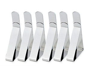 Youkara - Set di 6 mollette per tovaglia in acciaio inox, per tavolo e tavolo, con clip in metallo, per casa, feste, matrimoni, banchetti, picnic, campeggio, anti-vento, colore: argento
