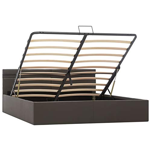 Tidyard Struttura Letto Telaio Letto Giroletto Singolo Matrimoniale Idraurico a Luce LED con Contenitore in Similpelle Nera/Grigia 90/120/180x200cm,Letto Idraurico con Contenitore,Letto con Luce LED