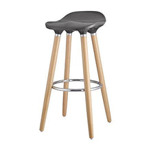 OSLO Lot de 2 tabourets de bar gris laqué + pieds hetre massif - Contemporain - L 39 x P 40 cm