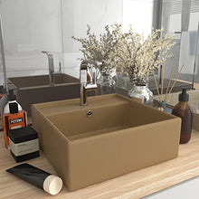 vidaXL Lavabo Troppopieno Lavello per Bagno Lavandino per Toilette Prodotti per Bagno Vaschetta Quadrato Crema Opaco 41x41cm Ceramica