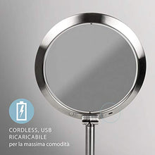 HoMedics Twist Specchio Cosmetico per Trucco Double Face, Illuminato con Luci LED, Sensore di Avvicinamento, Base Pesante Stabile, Ingrandimento 1X e 7X, Ricaricabile, 35x35x15 cm, Argento