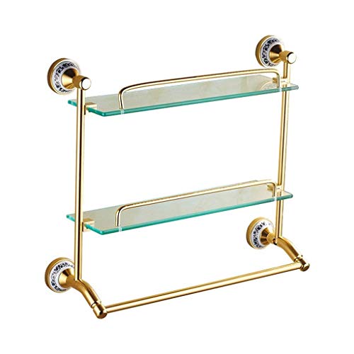 Mensola da bagno, mensola portaoggetti - 2 piani Bagno montaggio a parete doccia Caddy alluminio dello spazio rack di stoccaggio for il bagno accessori for la cucina con partizione portasciugamani bag