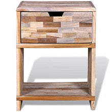 Zerone - Comodino in legno di teak con cassetto, per camera da letto, soggiorno, 38 x 31 x 51 cm