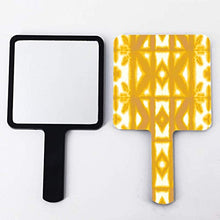 Specchio a mano, giallo pima shibori quadrato palmare specchio con manico per trucco trucco casa salone viaggio uso 9 cm L x 16 cm L