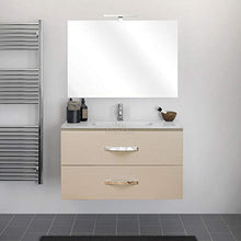 Shop Chic Mobile Bagno Parakit Finitura Legno Beige con Maniglie Cromo lavabo Rettangolare