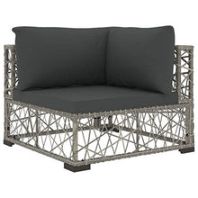 vidaXL Set Divani da Giardino 6 pz con Cuscini Foderati Lavabili Modulare Leggero Elegante Arredi da Esterno in Polyrattan Grigio Telaio in Acciaio