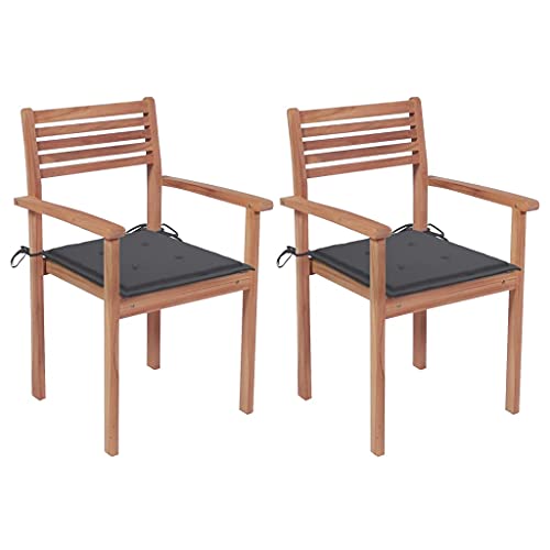vidaXL Sedie da Giardino 2 pz con Cuscini Antracite Massello di Teak