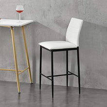 [en.casa] Set di 2 Sgabelli da Bar 2 Sedie Alte con Gambe in Acciaio con Poggiapiedi Seduta in Similpelle Cucina/Bar/Ristorante - Bianco