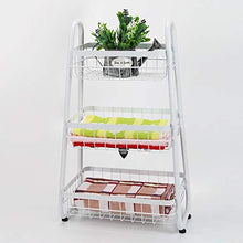 LYM &ripiano di stoccaggio Scaffalature Multifunzione Salotto Camera da Letto 3 Piani Mobile da appoggio Cucina da Cucina Rack per Frutta Cesto portaoggetti Bianco Scaffale di Finitura