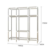 DPPAN Armadio Cabina Guardaroba Tessuto con Tasche Laterali, 25mm Acciaio Inossidabile Cornice, Armadio in Tessuto con Asta Sospesa per Camera da Letto,B_148x45x170CM(58x18x66in)