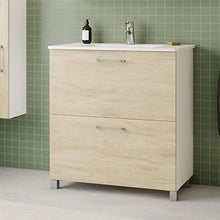 Randalsa Happy mobili 80 cm | Melaminico Effetto Rovere | | 81 x 91 x 46 cm | Mobile con 2 cassetti + lavabo in Ceramica