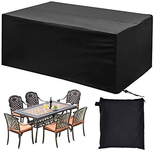 phixilin Copertura Mobili Giardino, Impermeabile Telo Copertura per Giardino Mobili Tabella 420D Oxford con Rivestimento PU Copri Coperture per Arredo Esterno Coperture - Nero (270 * 180 * 89 cm)