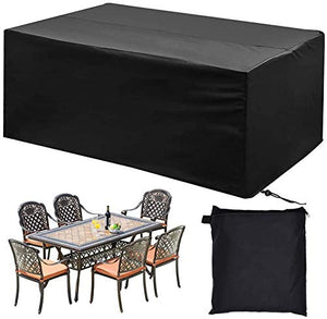 phixilin Copertura Mobili Giardino, Impermeabile Telo Copertura per Giardino Mobili Tabella 420D Oxford con Rivestimento PU Copri Coperture per Arredo Esterno Coperture - Nero (270 * 180 * 89 cm)