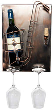 BRUBAKER portabottiglie vino sassofono - Wall Art picture metal - con 2 portabicchieri - incluso biglietto di auguri per regalo vino