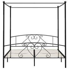 SKM Letto a Baldacchino Nero in Metallo 180x200 cm (29kg)