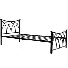 Wealthgirl - Struttura moderna per letto singolo, 90 x 190 cm, in metallo, con testiera per bambini, adolescenti, adulti, colore: Nero
