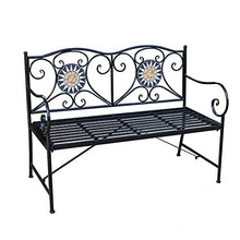 LXLH Panca da Giardino Sgabello da Giardino 47in Panca da Giardino per Esterni panchina per Il Tempo Libero, Cortile Doppio Sedile panchine in Metallo per terrazza, Sedia da Portico antiruggine e