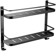 AINIYF Bagno Bagno Doccia Mensola Organizzatore Parete Punch Libero rettangolo di Alluminio dello Spazio 1/2 Livello Rete Collegare Drain, Nero