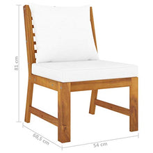 vidaXL Divano da giardino in legno di acacia massiccio, modulare, con cuscino bianco crema, divano da giardino