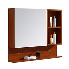 GJSN Nordic Style Modern Home Cabinetto Del Bagno, Armadi a Specchio in Legno Massello Bagno Camera da Letto Trucco Specchio da Bagno con Scaffale, a Parete (Colore: Brown, Dimensioni: 70 * 14 * 75 C