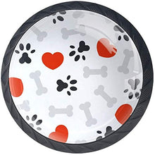 Grey Bone Brown Foot Red Heart Pomelli per Porta Set di 4 Pomelli per Mobili Manopole per Cassetti Cucina Armadio Vetro