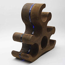 La Galaica | Portabottiglie di design in legno e metacrilato blu | Per 6 bottiglie | 36x13x34 cm.