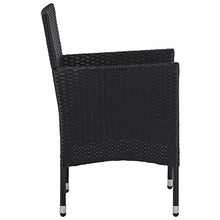 SKM Set Mobili da Pranzo per Giardino 3 pz Nero Polyrattan e Vetro