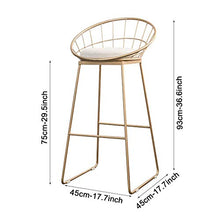 GYPPG Sgabello Bar, sgabelli Cucina per la Colazione, Sedia con poggiapiedi Alto con Gambe in Metallo Dorato e poggiapiedi, Design Moderno, Altezza Seduta 29,5 Pollici