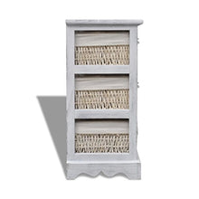 Lingjiushopping Rastrelliera stoccaggio in Legno Bianco, 3 cestini di Tessitura Dimensioni: 25 x 28 x 58 cm (L x P x A) Armadietti e stipi