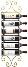 DJSMjbj Scaffale galleggiante a parete per vino, da appendere al soggiorno con telaio in ferro battuto