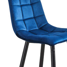 MissZZ Set di 2 sgabelli da Bar da Cucina in Velluto per la Colazione con Gambe in Metallo Sgabelli Alti con schienali Poggiapiedi per Cucina Soggiorno Hotel Ristorante Pub, Strisce quadrate Blu