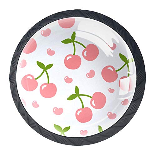 Wetia Cartone Animato Rosa Ciliegia Il cassetto di Cristallo del Guardaroba di 4 Pezzi gestisce Un Buon Regalo per i Bambini per la Cucina di casa Armadio Armadio Armadio Nero3,5 x 2,8 cm