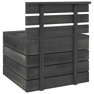 FAMIROSA Set Divani da Giardino su Pallet 4 pz Legno Pino Grigio Scuro