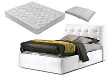 SARDAMATERASSI Letto piazza e mezza con box contenitore bianco ELEGANT + materasso piazza e mezza 120x190 memory foam+coppia guanciali in fibra 3D