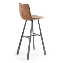 Kave Home - Sgabello Trap Marrone ossidato in Pelle Sintetica e Gambe in Acciaio