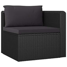 Tidyard 4 pz Set Divani da Giardino con Cuscini in Polyrattan,Salottino da Giardino con Divano,Poltrone e Tavolino,Nero