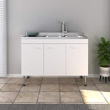 Mobile per Cucina Sottolavello Armadietto con 3 Ante Mobiletto in Legno per Sottolavabo Design Moderno Tromso 118 x 46 x 65 cm Colore Bianco
