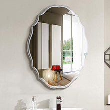 WZH Specchio da Bagno antiappannamento | Specchio per Il Trucco a Parete | Specchio Ovale sospeso | Specchio Decorativo Senza Cornice | 60x90cm